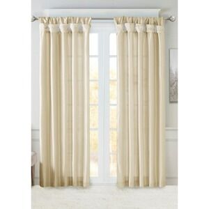 Madison Park Emilia Faux Silk Single Curtain 84"L‎ x 50"W Champagne (1 PIECE)